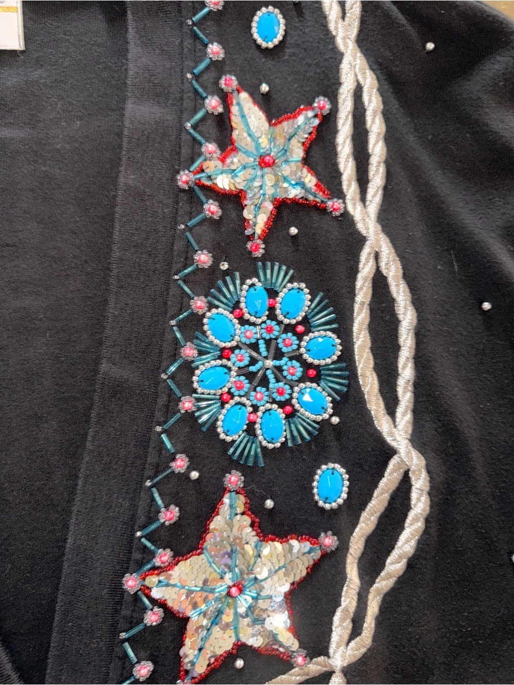 Marisa Christina Classics M Black Western Beaded Embellished Cardigan - Picture 4 of 16